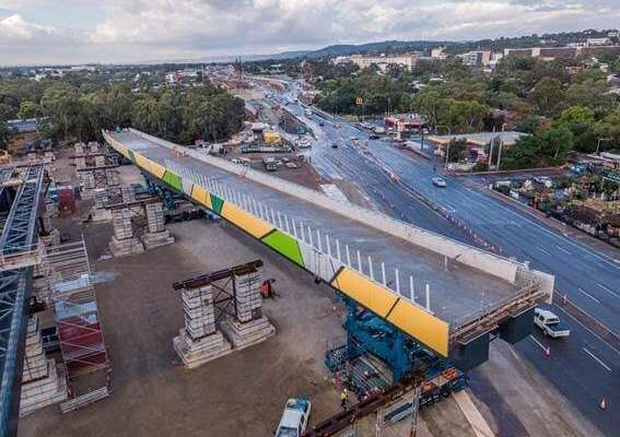 The bridge in Darlington Adelaide was constructed offsite and transported down the highway and fitted into place1