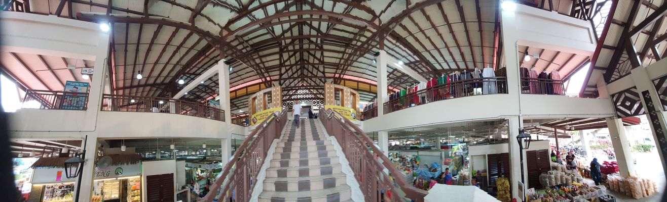 Panoramic shot of staircase at Geylang Serai Market 1