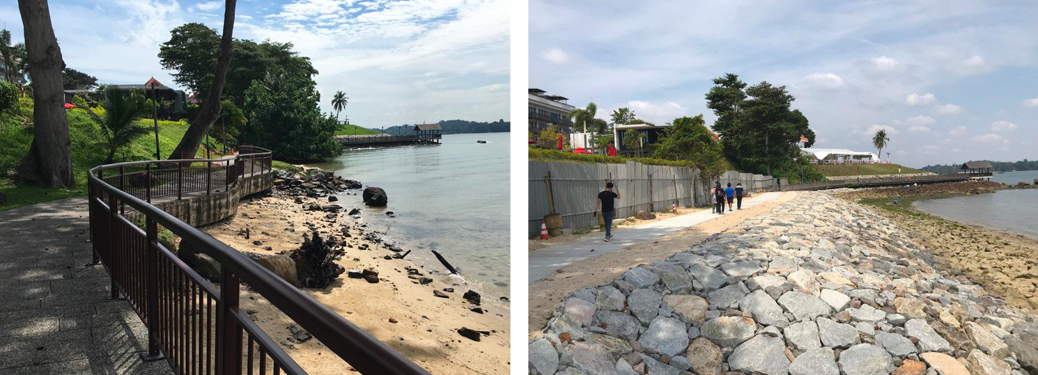 rehabilitation of the beach between 2017 and 2019 with the use of rock revetment