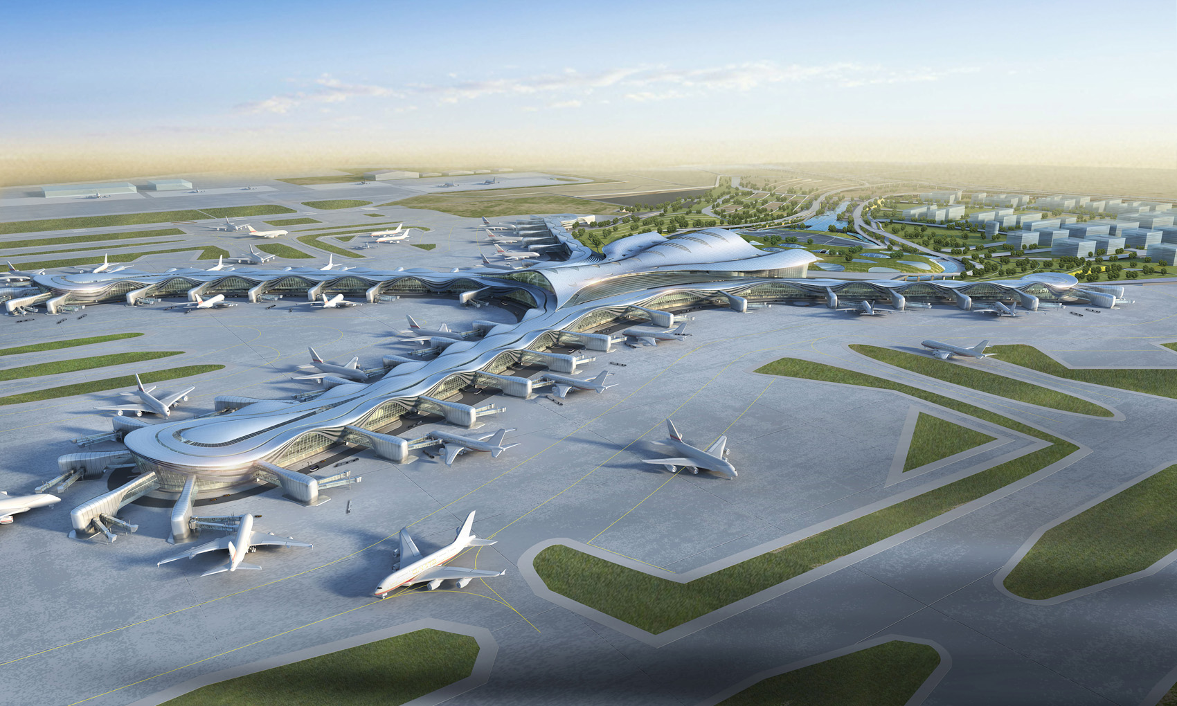 An artist's impression of the new Midfield Terminal of the Abu Dhabi International Airport that Daniel is working on